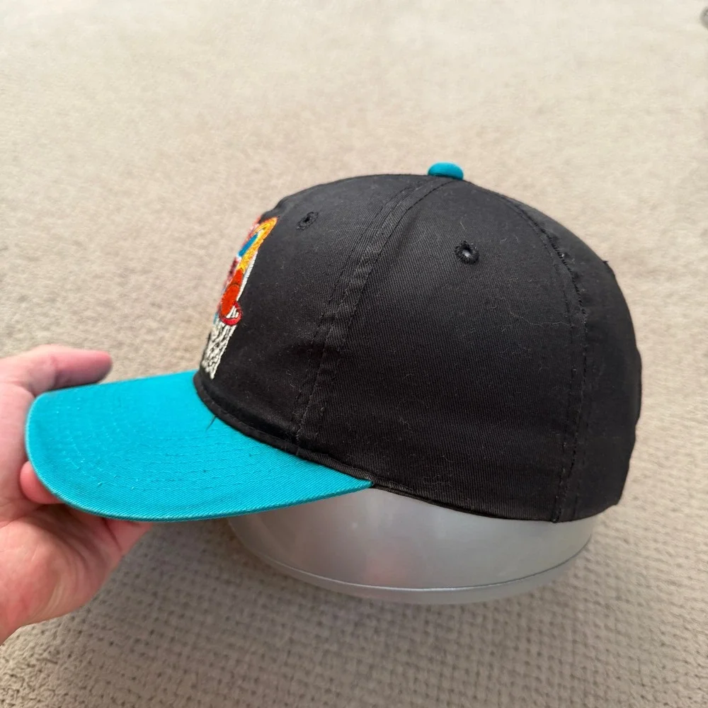Vintage 1990s McDonalds Nothing But Net Basketball Snapback Hat Black Teal OSFM